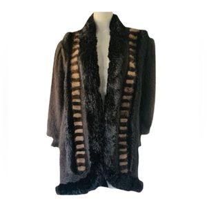 Vintage Brown Angora Fuzzy Cocoon Sweater Coat